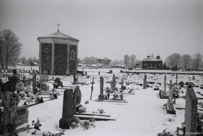 25l.Churches of Belarus CCIV, R.C. Cemetery Chapel (1873), Looking toward R.C. Church, Voupa 2017, 2017014a- (F1130012
