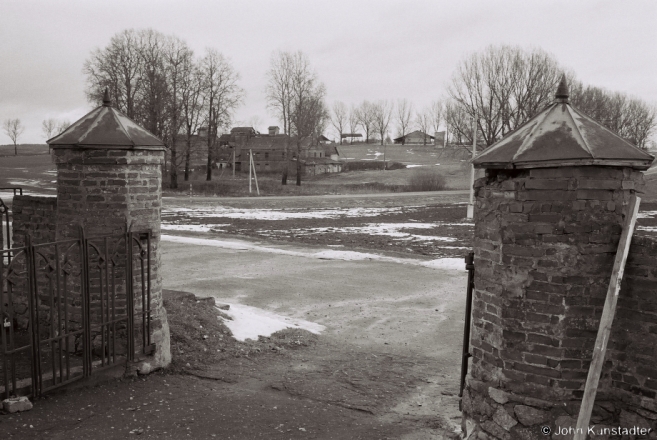4c.View toward Brewery of Former Abukhovich Estate from Churchyard Gate, Vjalikaja Lipa 2016, 2016060-36A